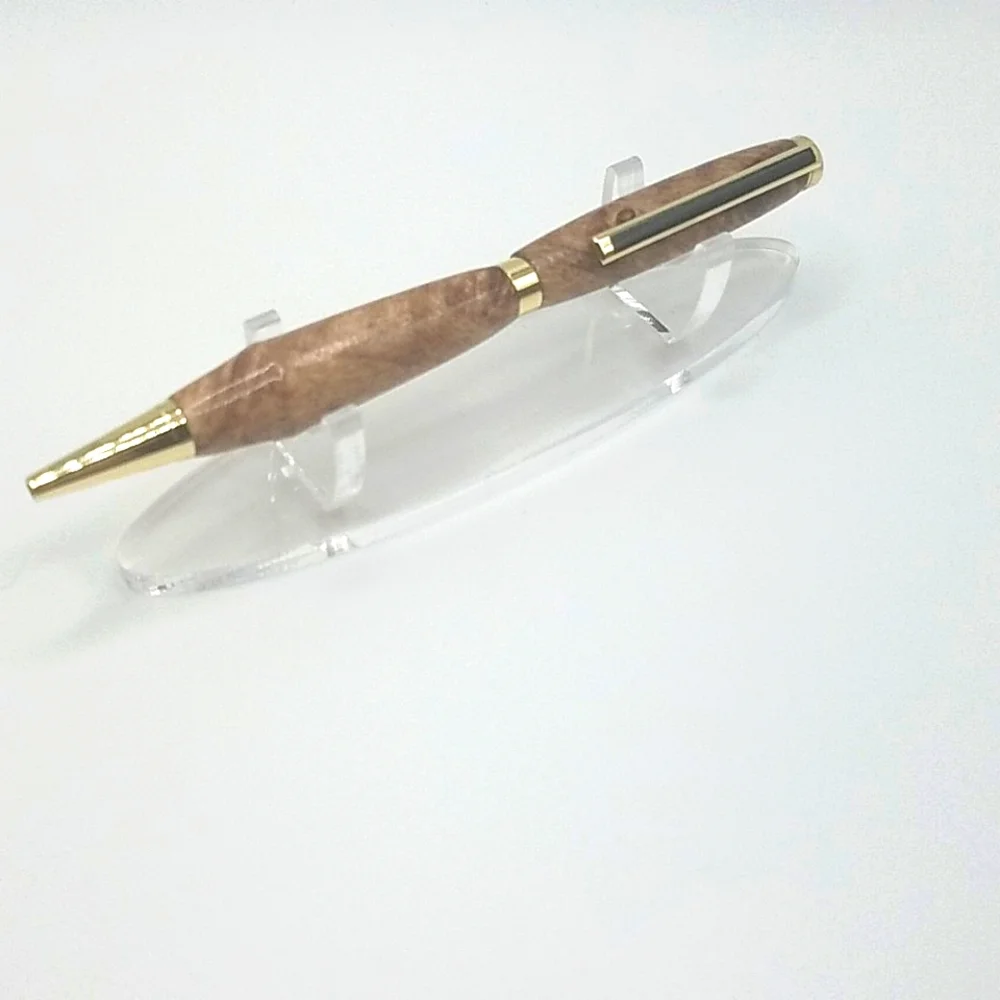 Exotic Zebrawood Twist Pen with Gold Accents Artisan Crafted
