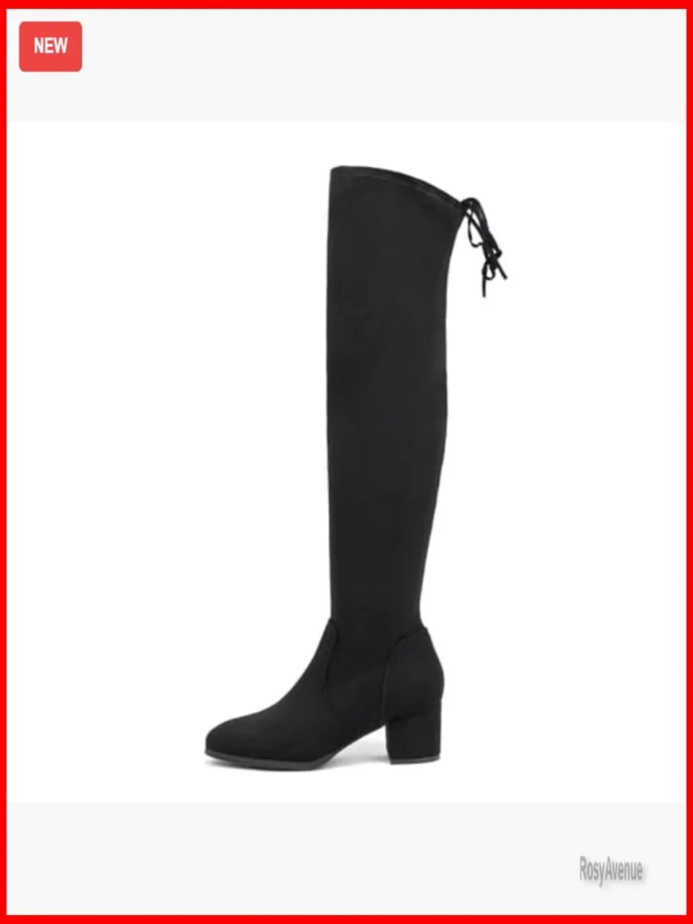 Over the Knee Boots with Chunky Heel, Zipper Closure, Faux Suede