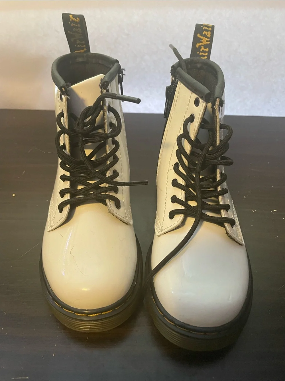 Doc Martens 1460 T White Lace-Up Platform Combat Boots - Toddlers