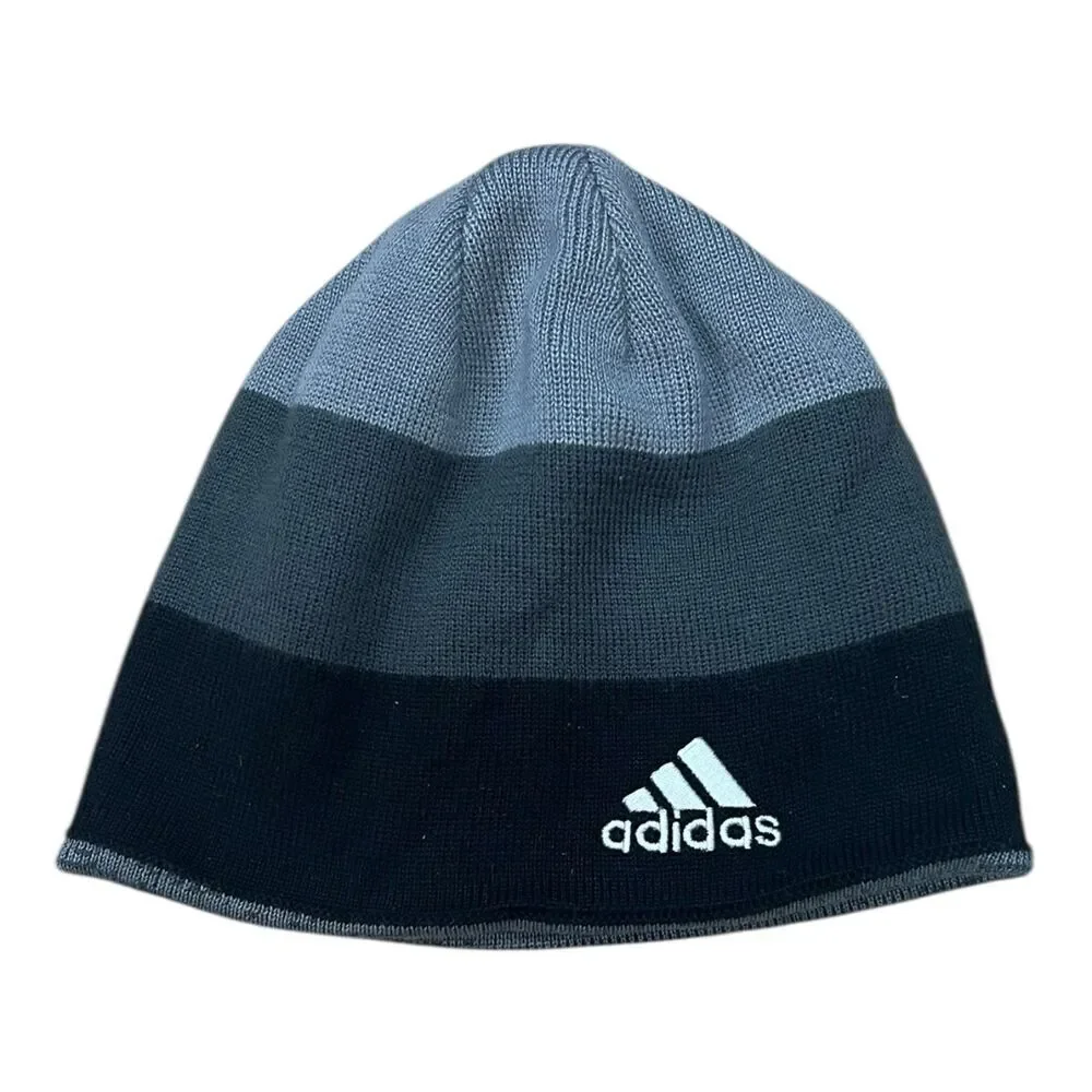 Adidas Gray Reversible Knit Beanie Logo Hat Boys