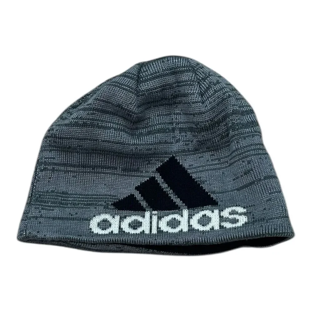 Adidas Gray Reversible Knit Beanie Logo Hat Boys