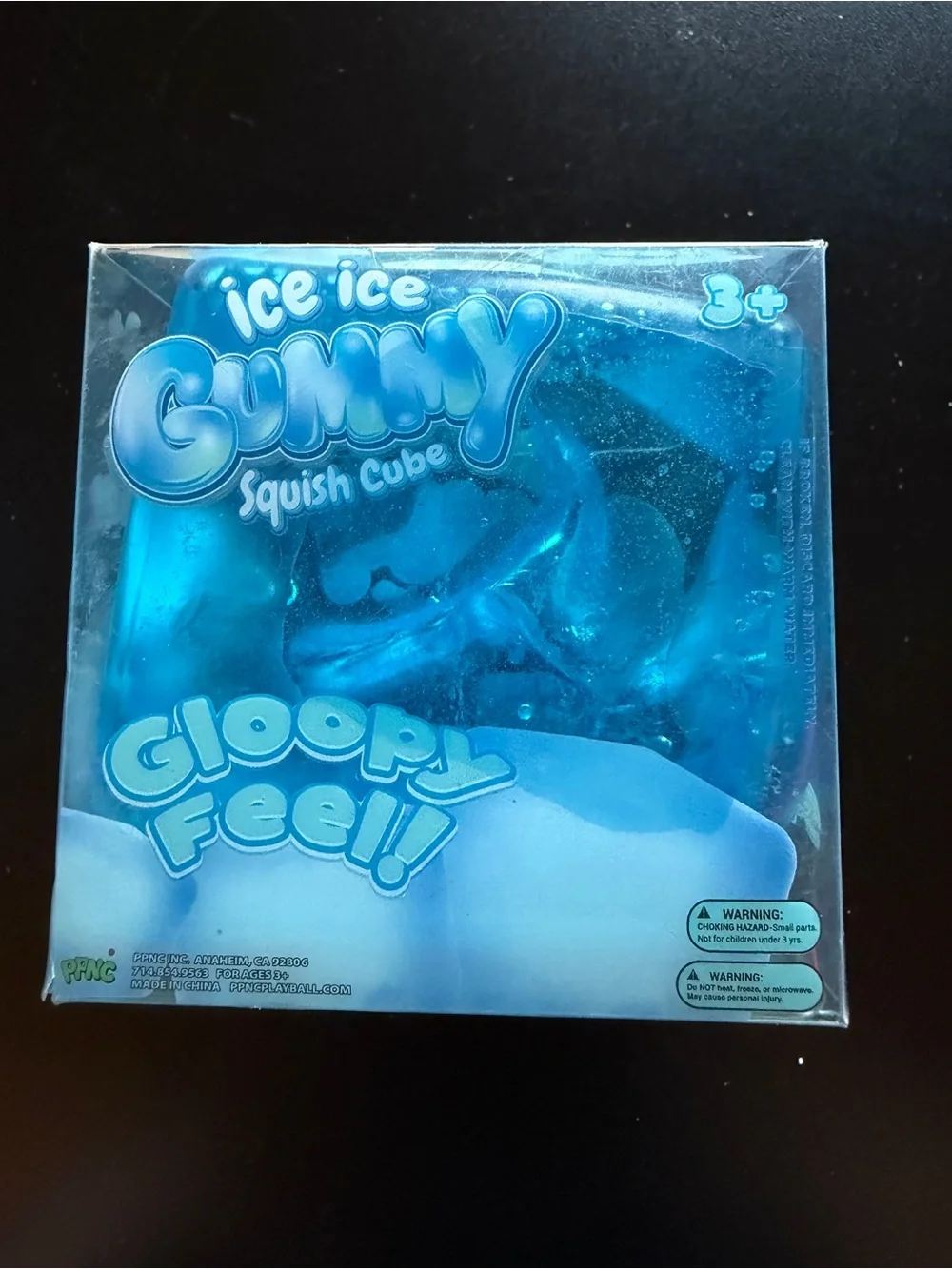 New Ice Square Gummy Squishy Squish Cube 3+ Blue Gloopy Feel Heavy Squeeze Toy