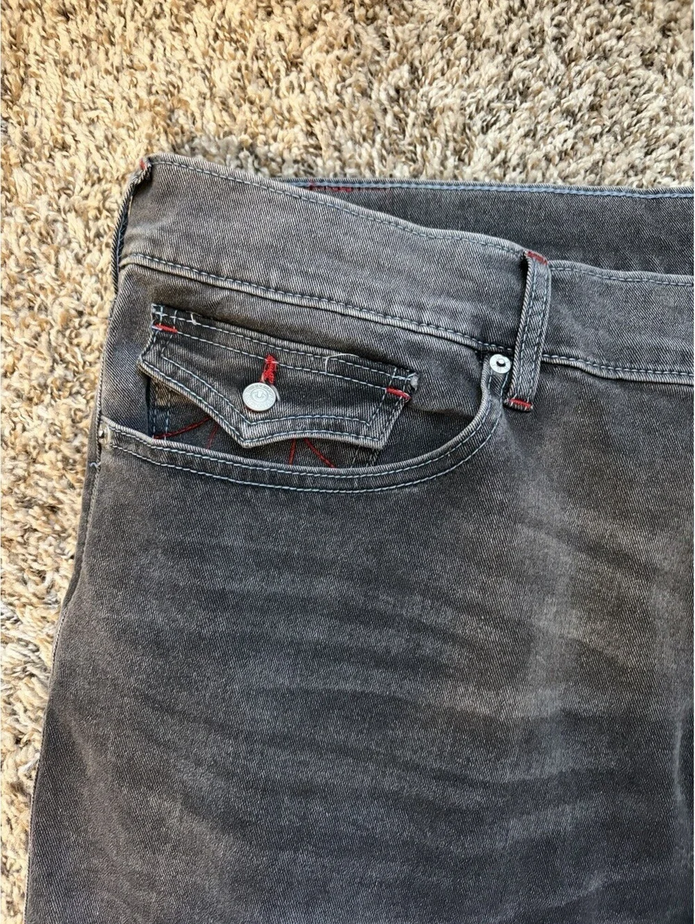 True Religion Ricky Big T Flap Relaxed Straight Fit Jeans Men’s Size 42x30 NWT