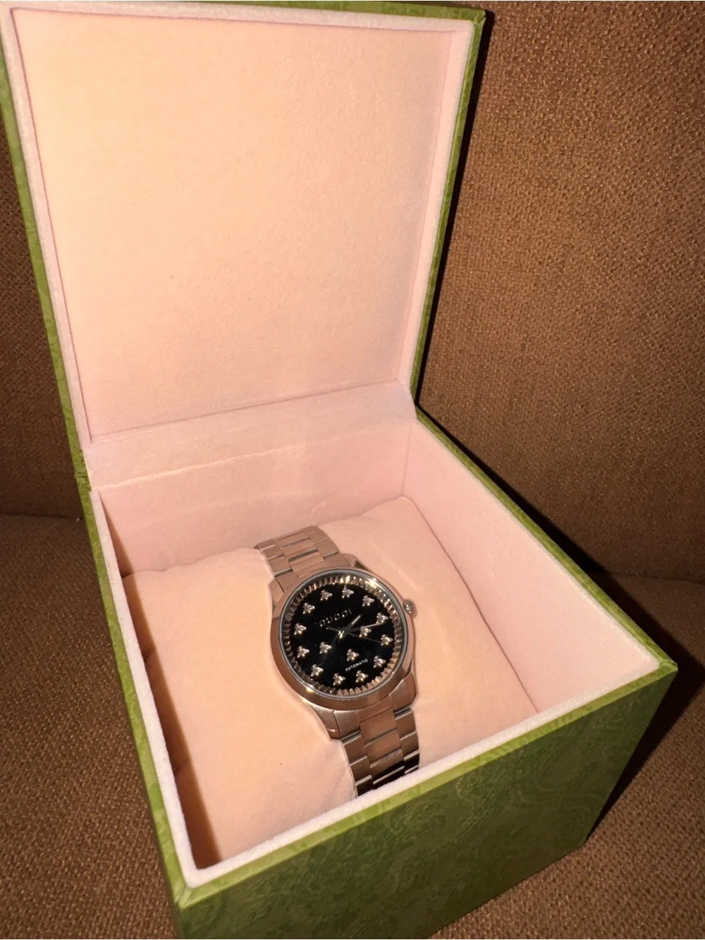 Men's Stainless Steel Watch with Black Dial