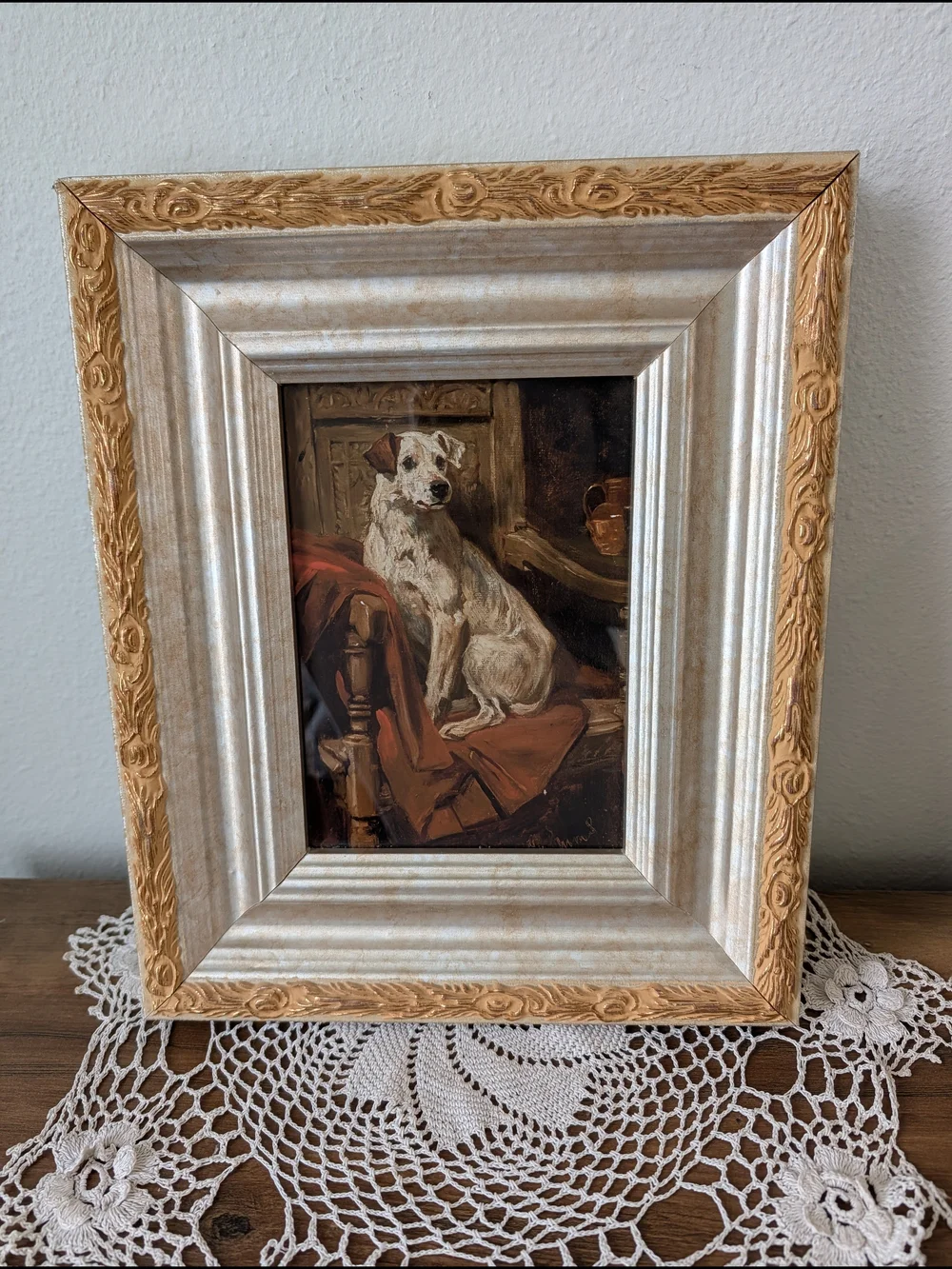 Framed Terrier  Dog Print in Ornate Gold Vintage  Frame