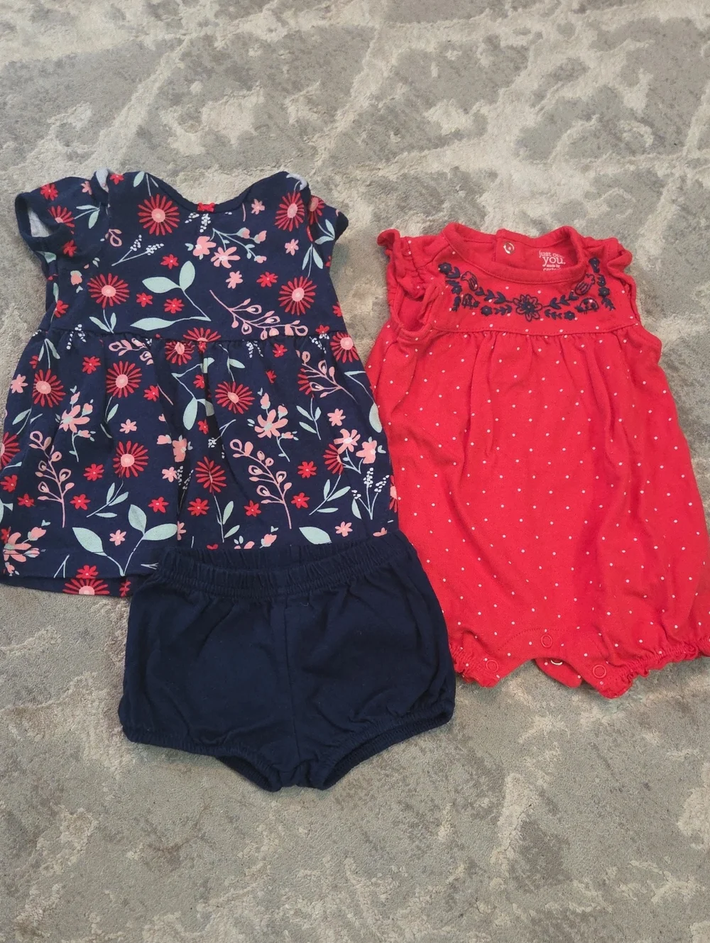 Carter's Navy and Red Floral Baby Matching Set