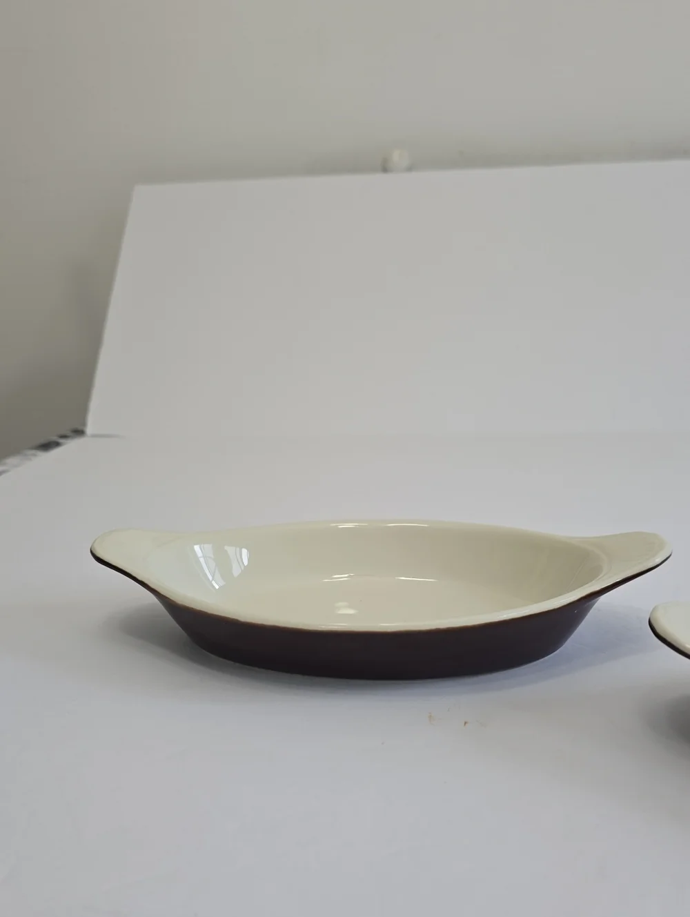 Vintage Rego Pottery Japan Set Of 2 Oval Casserole Au Gratin Dish Glazed Brown