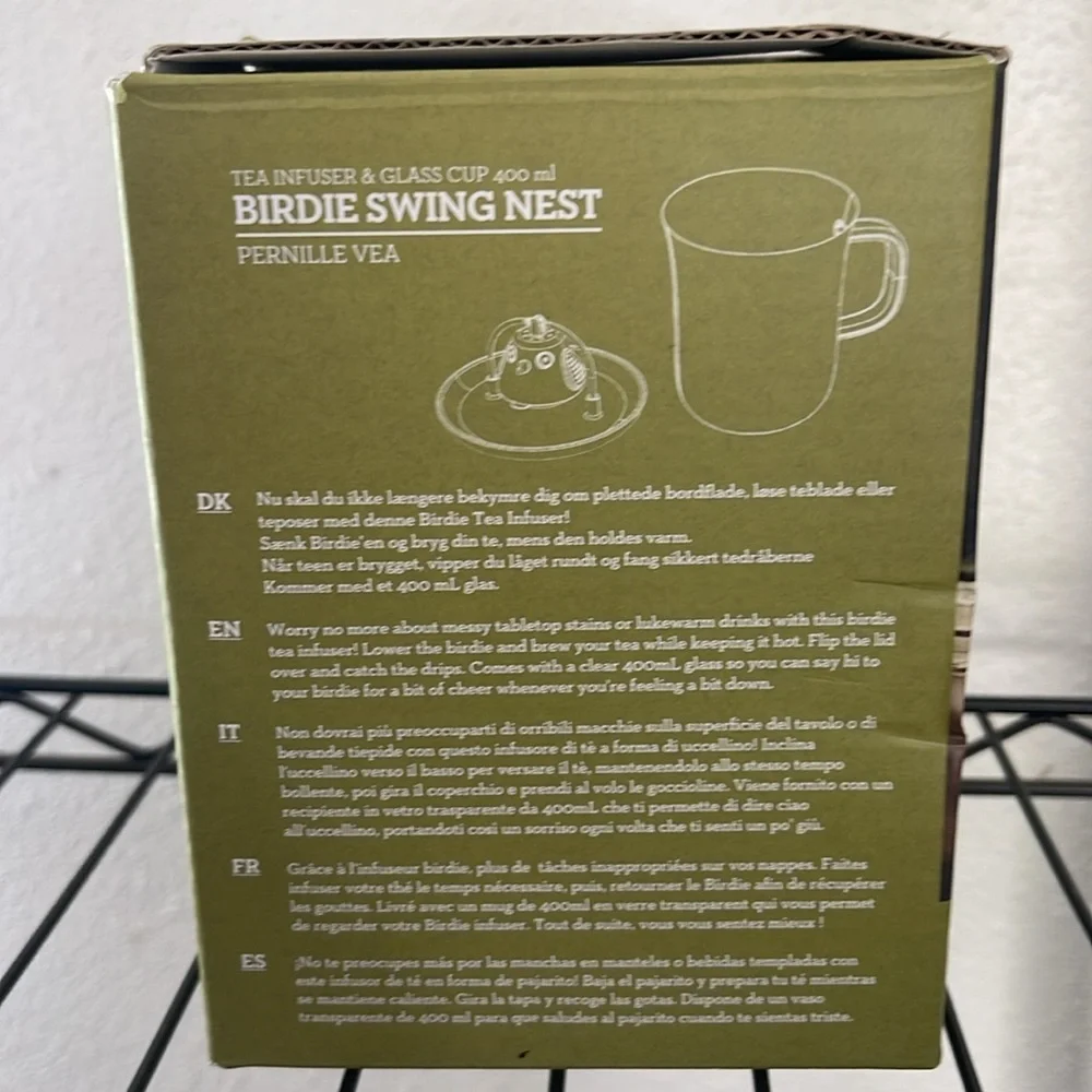 Qdo Birdie Swing Nest Tea Infuser and Glass Cup