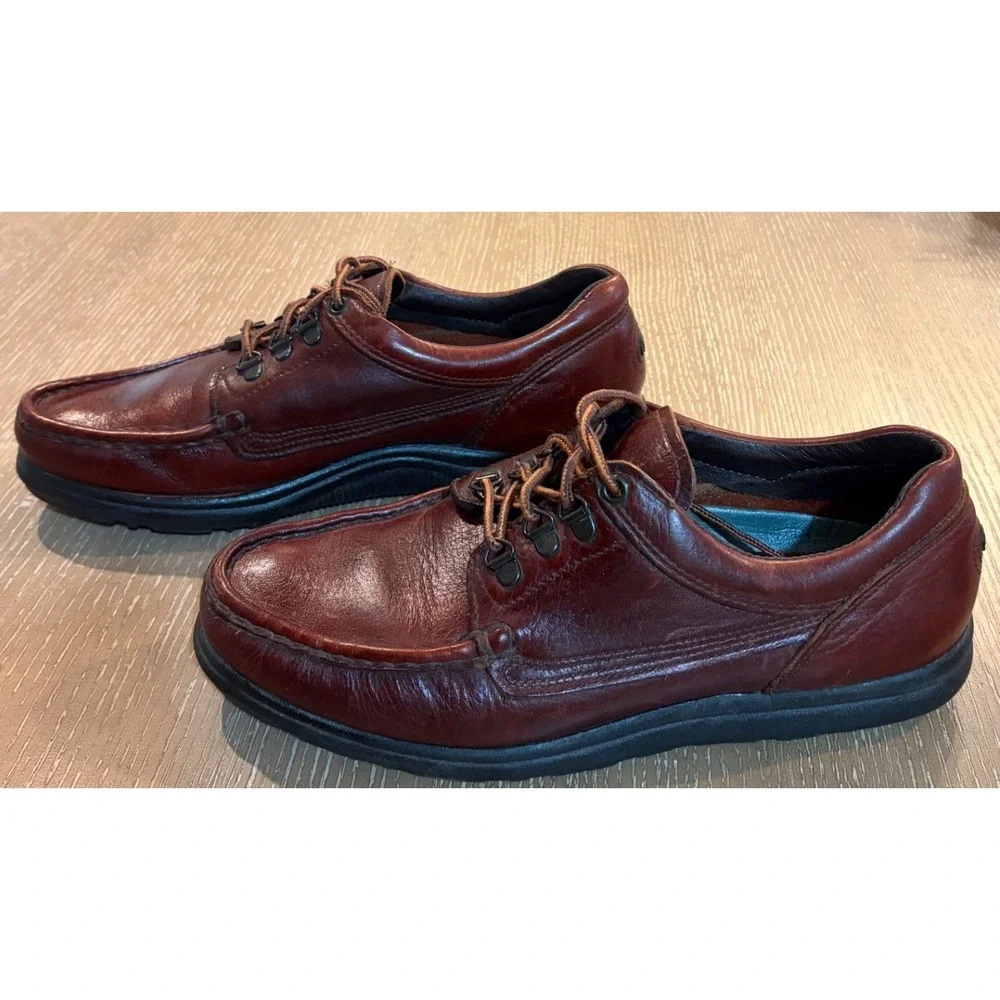 VTG Dexter WalkMocs 10 N Brown Leather Moc Toe Shoes Made in USA Gorpcore P558-2