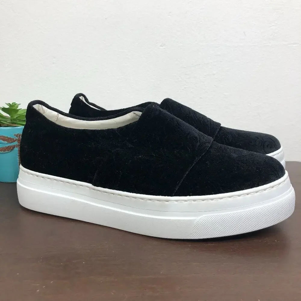 Lewit 'Arlo' Slip On Black Velvet Platform Sneakers Size EU 38.5/US 8