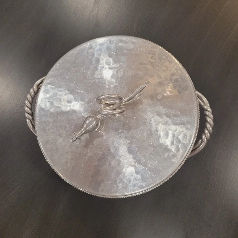 Vintage cookware BW Buenilum Hammered Aluminum Serving Dish With Pyrex Bowl