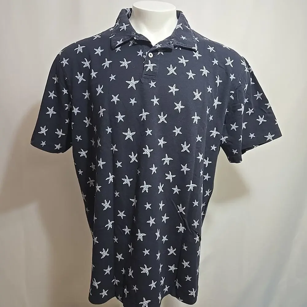 Vintage Polo Ralph Lauren Polo Shirt Mens Size XXL Navy Starfish All Over Print
