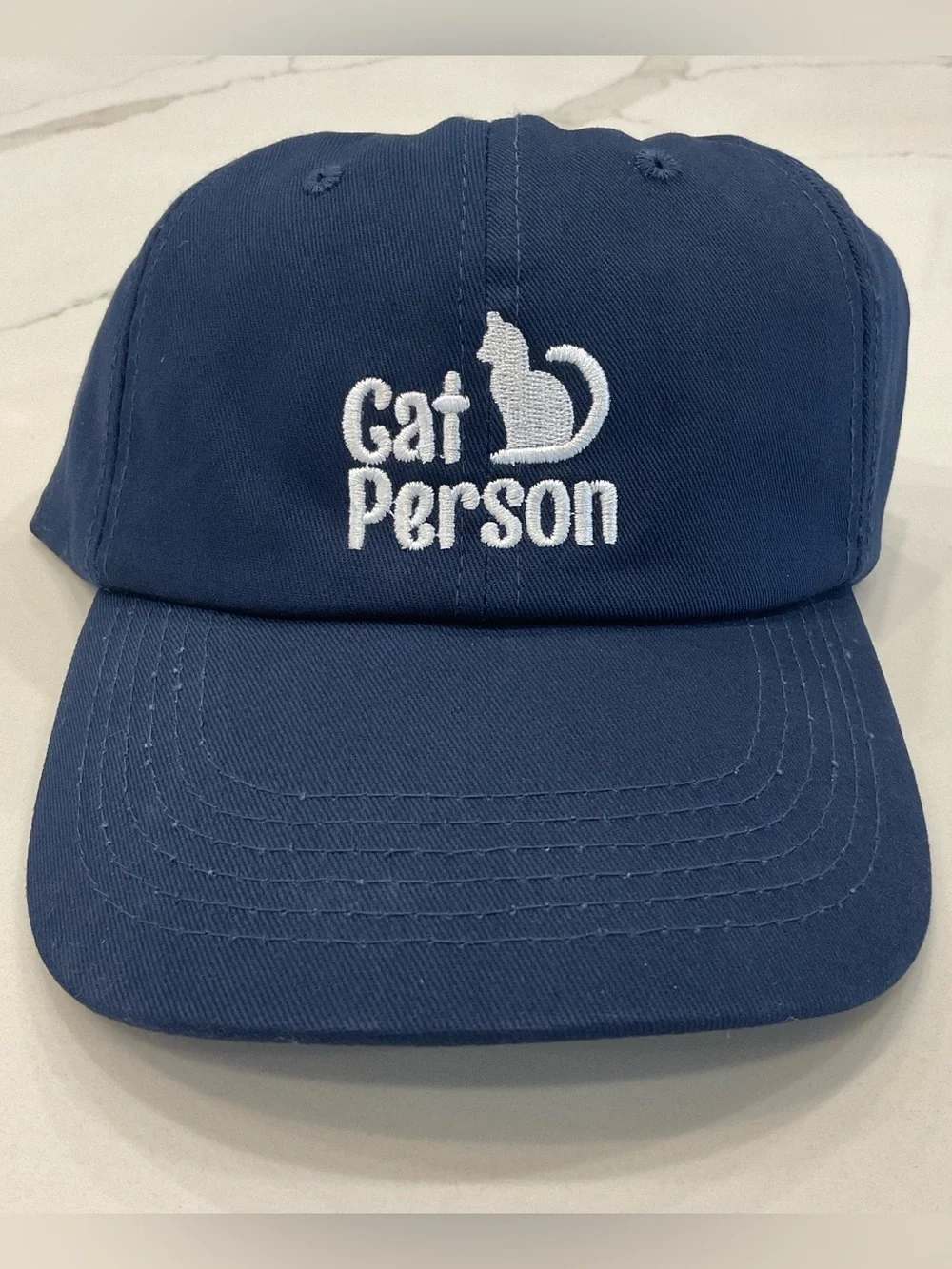 Cat Person Embroidered Navy Baseball Cap