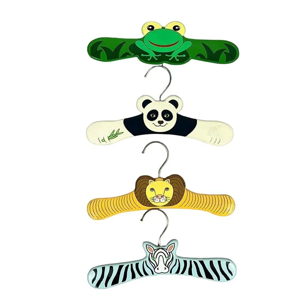 Vintage ZM International Hangers Hand Painted Animal Wood Set of 4 Retro Y2K