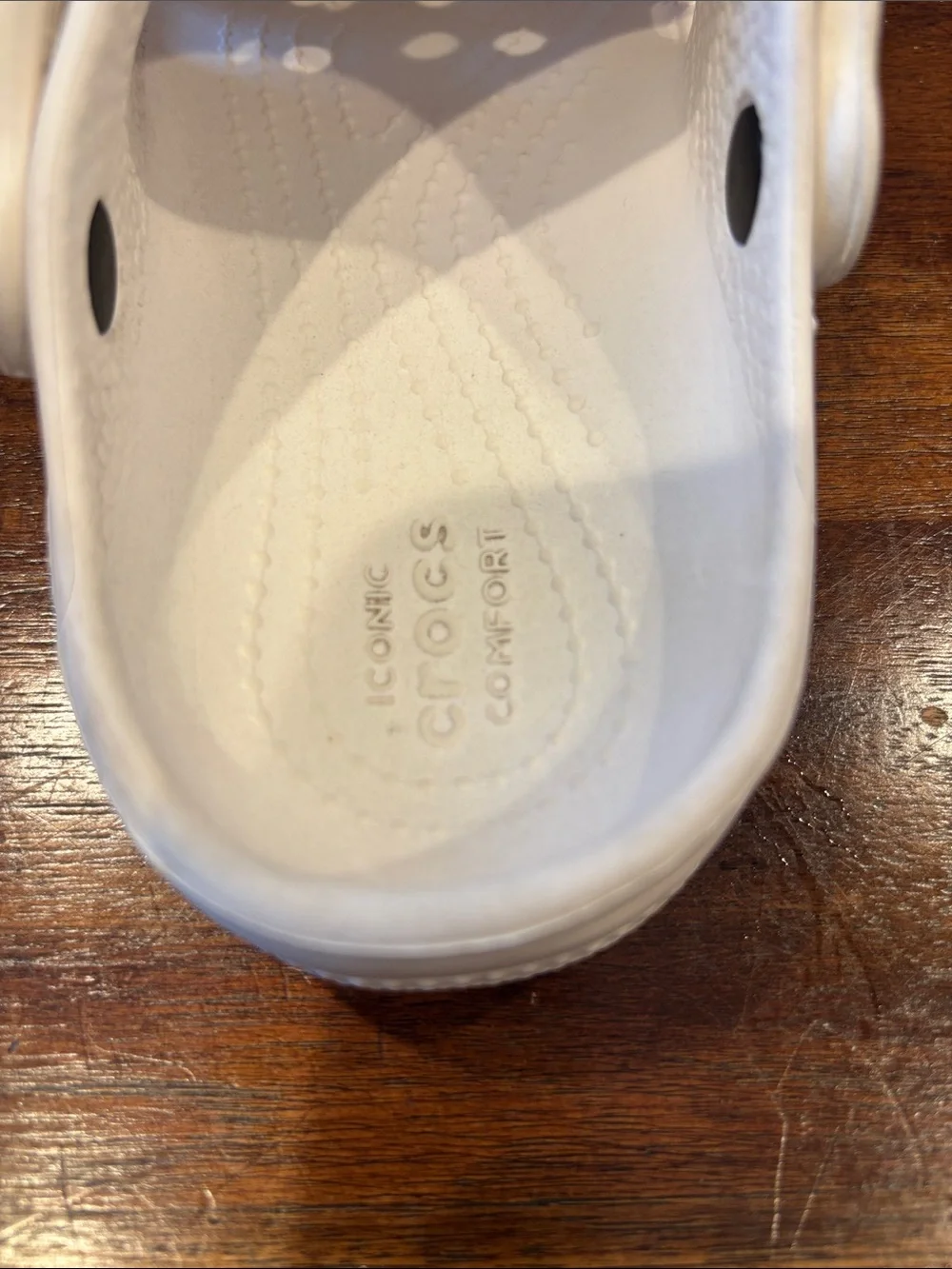 Kids White Foam Clog Sandals with Vent Holes and Heel Strap. Size 13