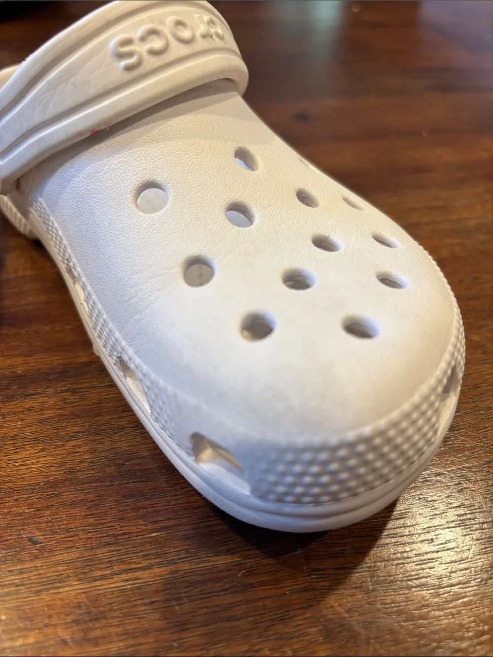 Kids White Foam Clog Sandals with Vent Holes and Heel Strap. Size 13