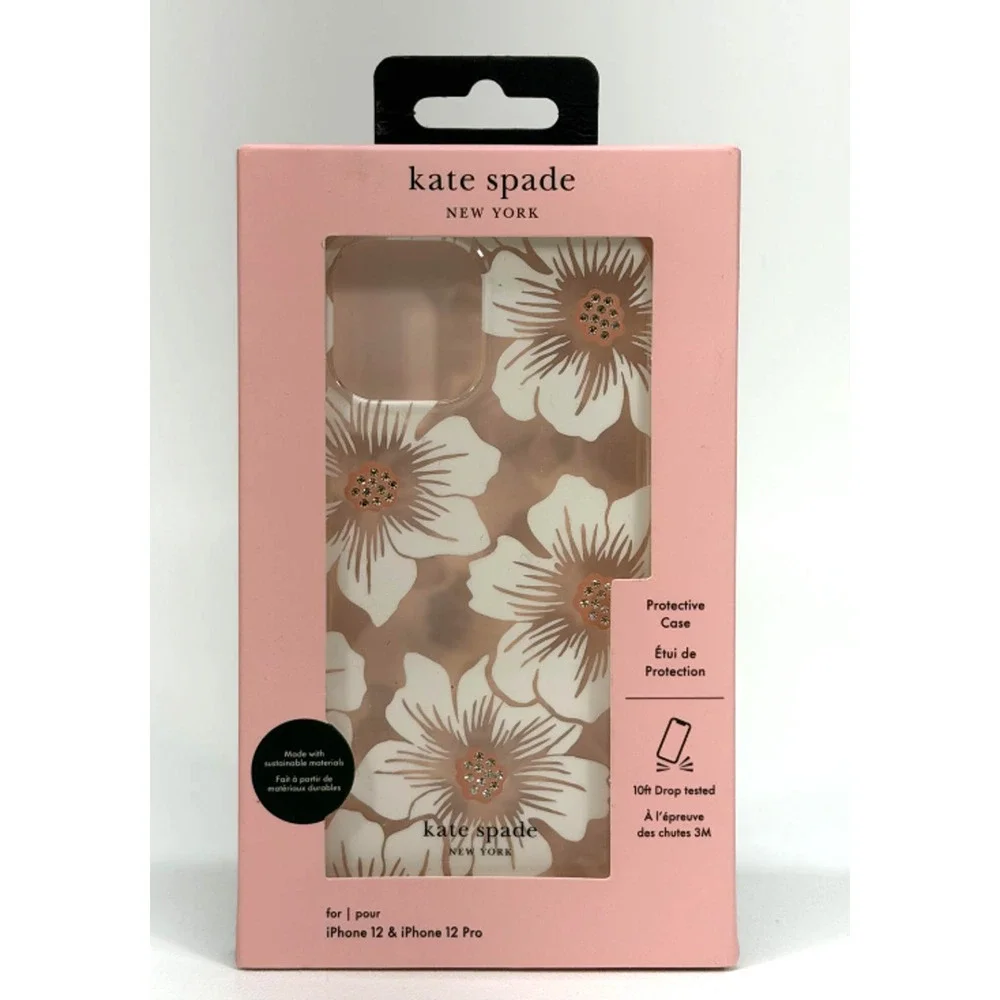 Kate Spade New York Protective Case iPhone12 &12 Pro Floral White Rhinestone
