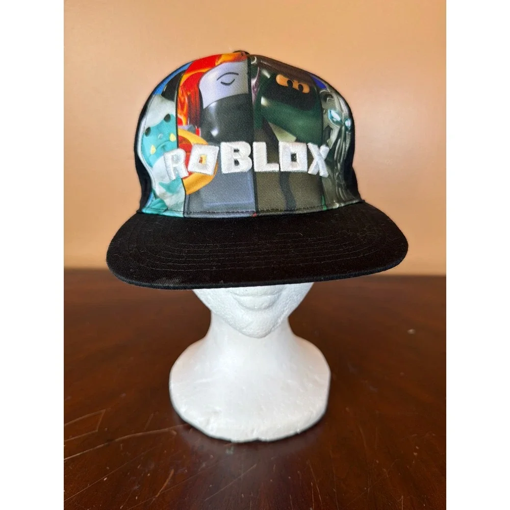 Roblox‎ Snapback Hat Black Graphic Character Print Baseball Cap Adjustable Gamer