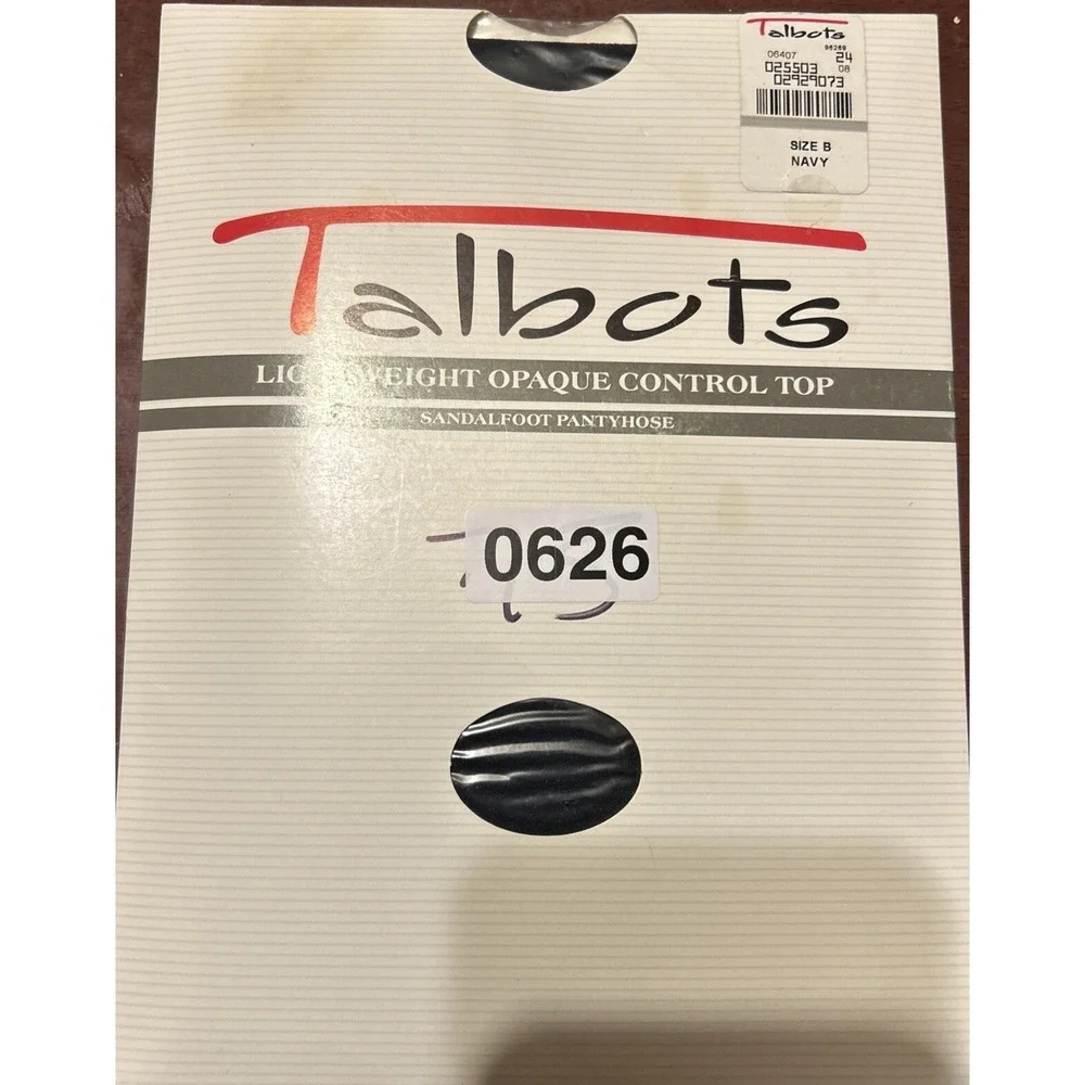 Talbots Size B Navy LIghtweight Opaque Control Top Sandalfoot Pantyhose