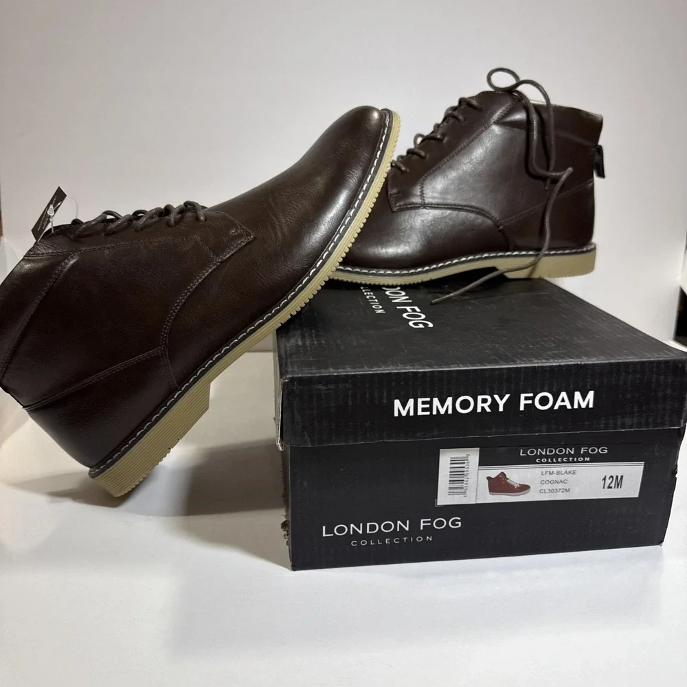 London Fog Men's Brown Oxfords, MEMORY FOAM DRESS SHOES, SIZE: 12 MENS‎