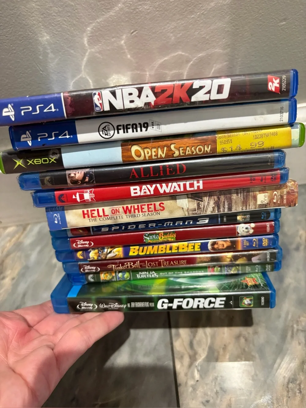 Stack of Mixed Blu-ray & PS4 Games - Assorted Titles in Blue Cases