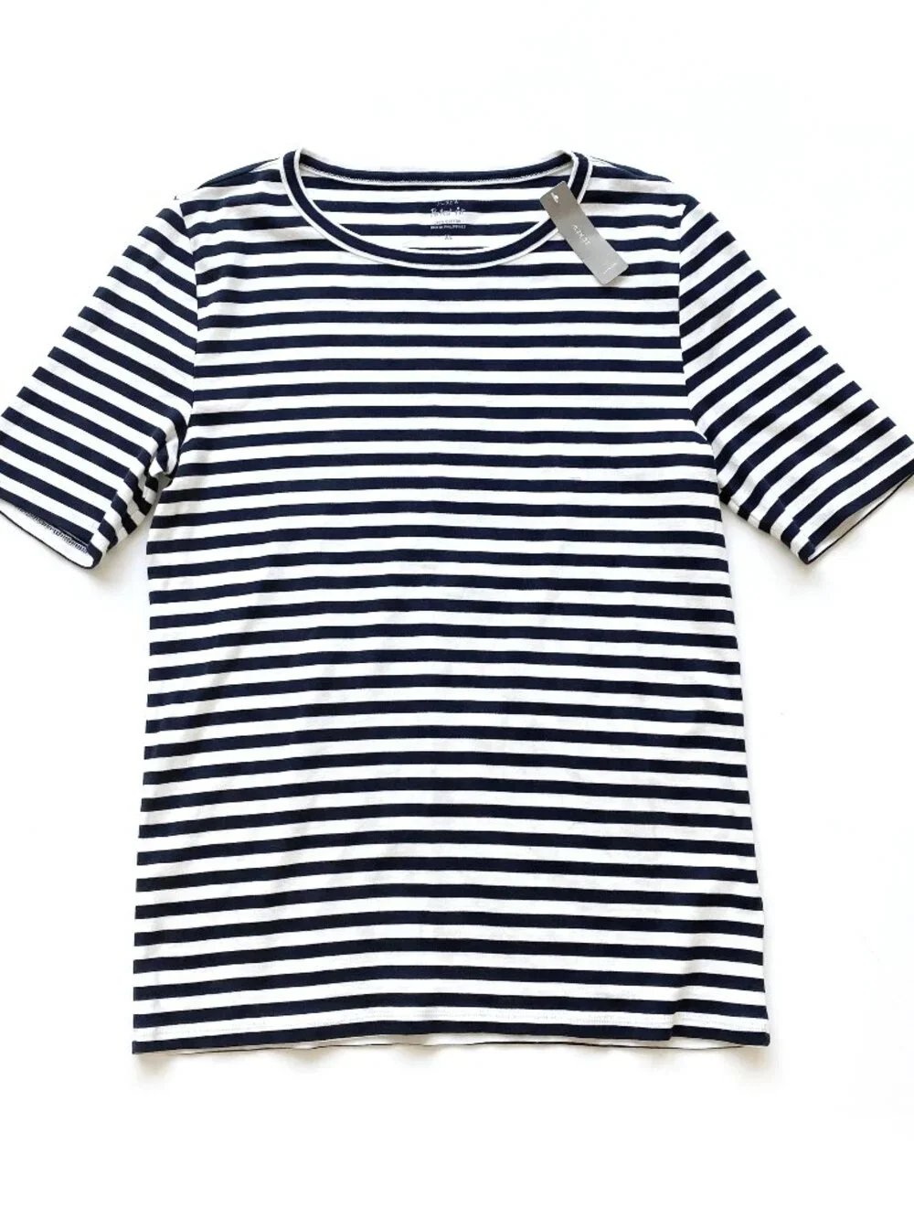 J.Crew Cotton Perfect Fit Striped Tee Black White XL