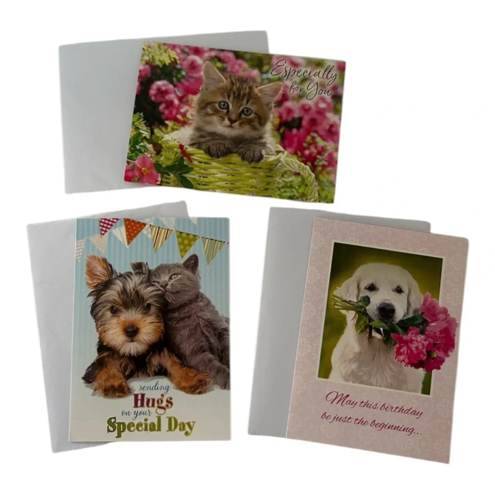 🦋 5/$25 - Dogs and Cats Themed Birthday Card Set