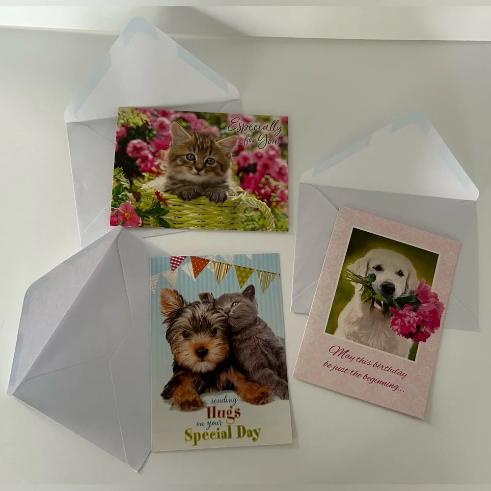 🦋 5/$25 - Dogs and Cats Themed Birthday Card Set