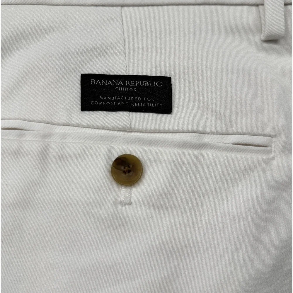 Banana Republic Aiden Slim Fit Chino Pant White Stretch Men Tag 35x32 Real 36x31