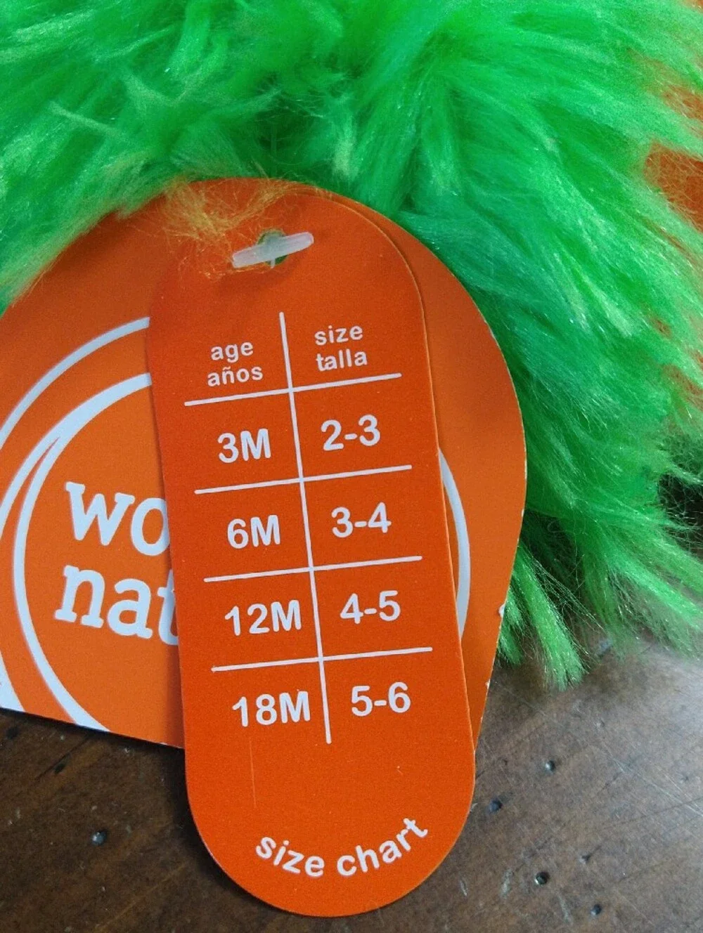 Wonder Nation Green Fuzzy Monster Slippers with Orange Accents