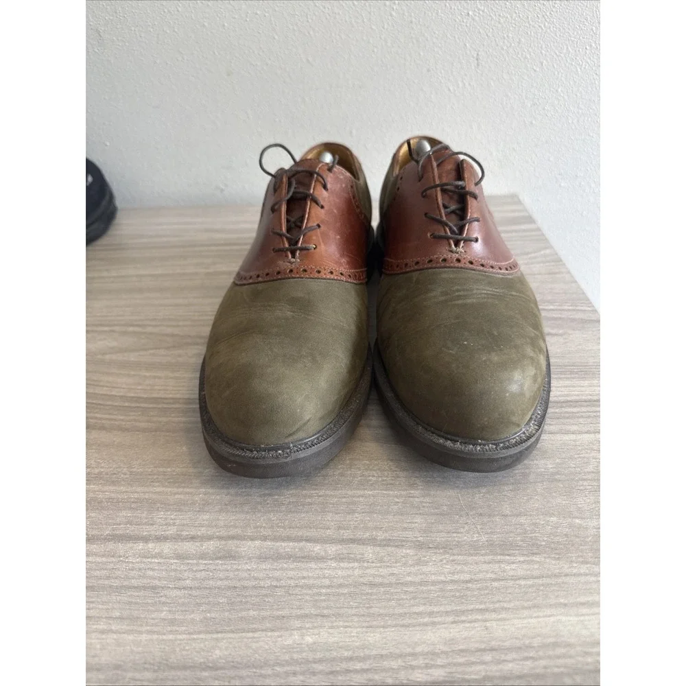 FLORSHEIM Comfortech Two Tone Green Tan Saddle Shoes Oxfords Men's Sz 12 D Dress