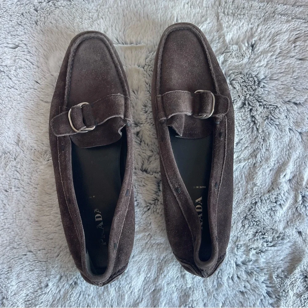 Prada Men’s Brown Suede Loafers Size 39.5