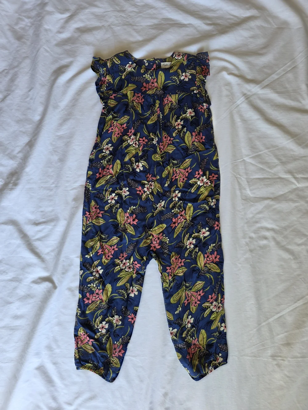 Ralph Lauren Navy Floral Romper with Pink & Green Accents