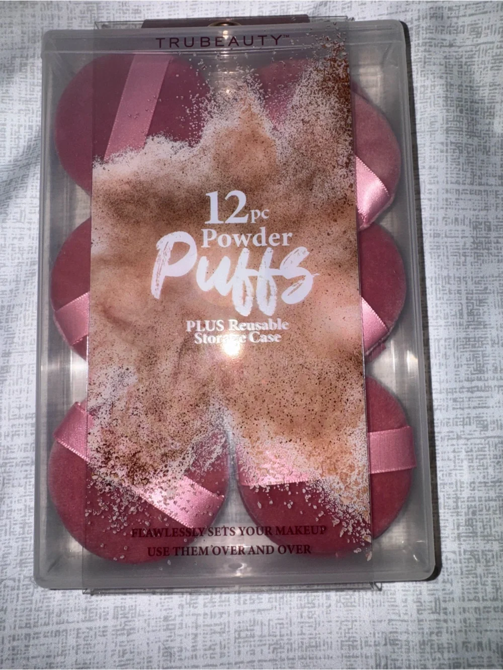 12pc Powder Puffs - Pink Reusable Makeup Sponges Case