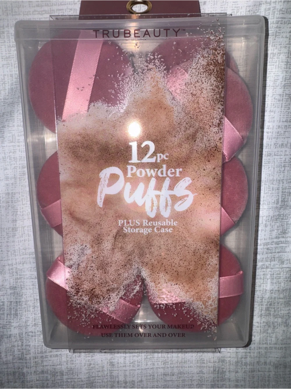 12pc Powder Puffs - Pink Reusable Makeup Sponges Case