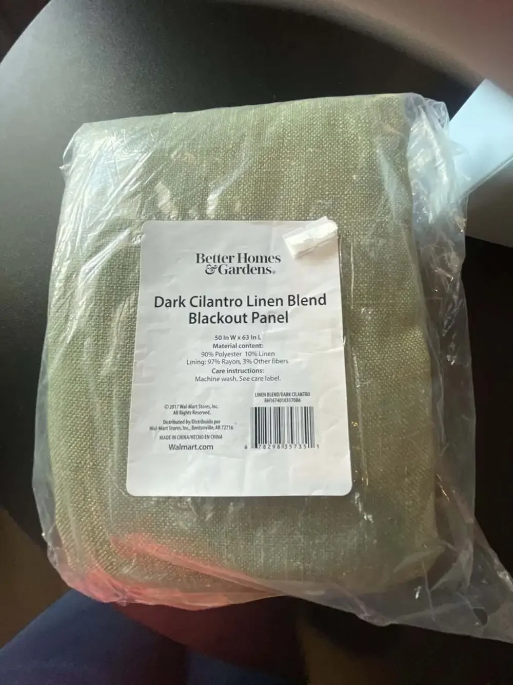 Better Homes & Gardens Dark Cilantro Linen Blend Blackout Panel 50x63