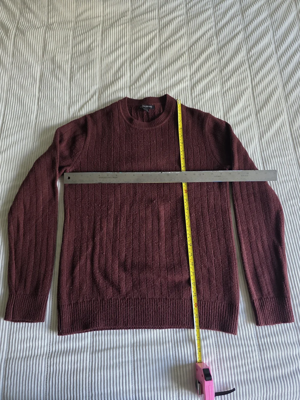 Banana Republic Men's Ribbed Cable Crewneck Jumper Sweater - Burgundy