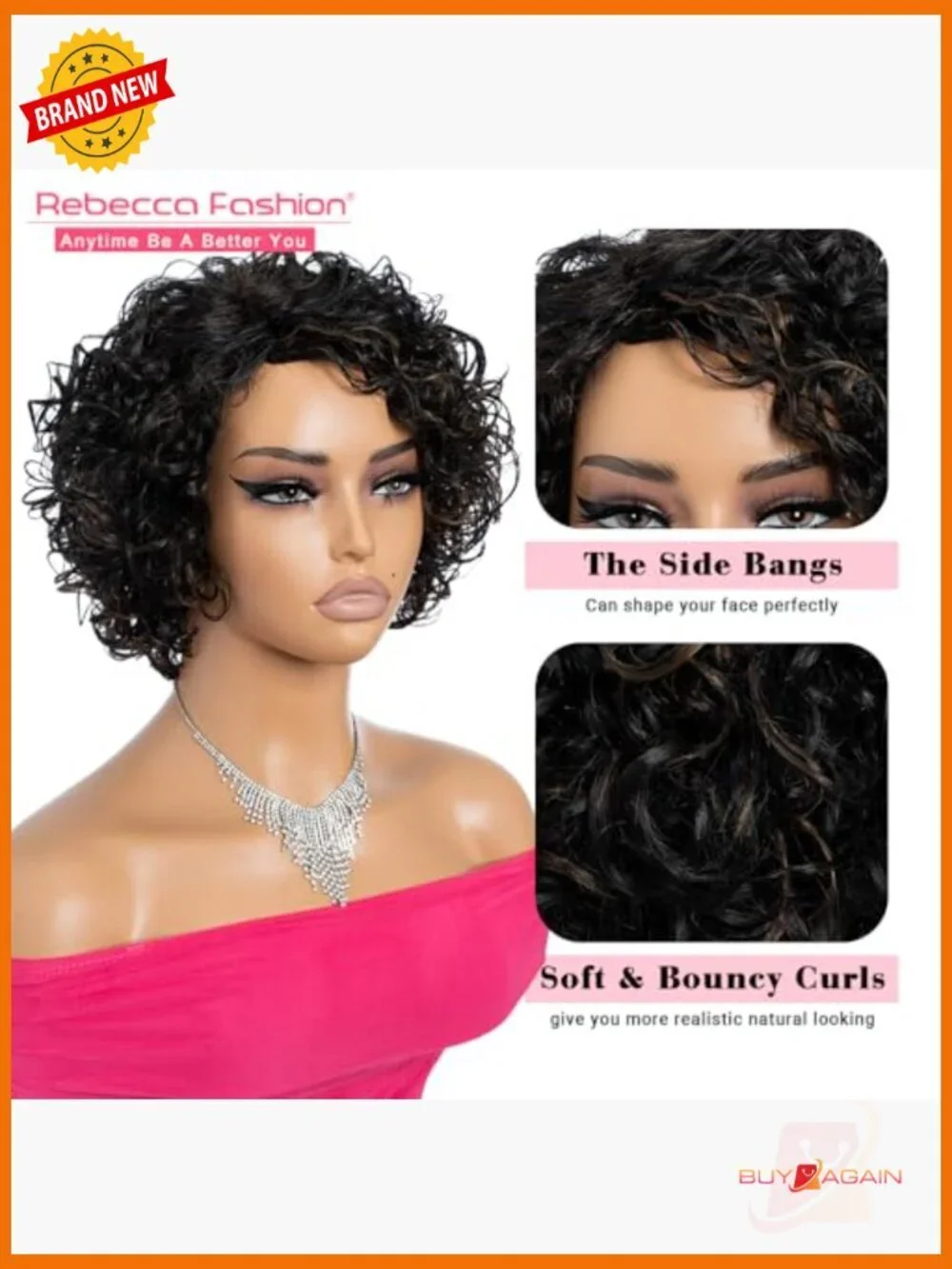Short Curly Bob Wig 100% Human Hair Side Part Glueless Natural Look