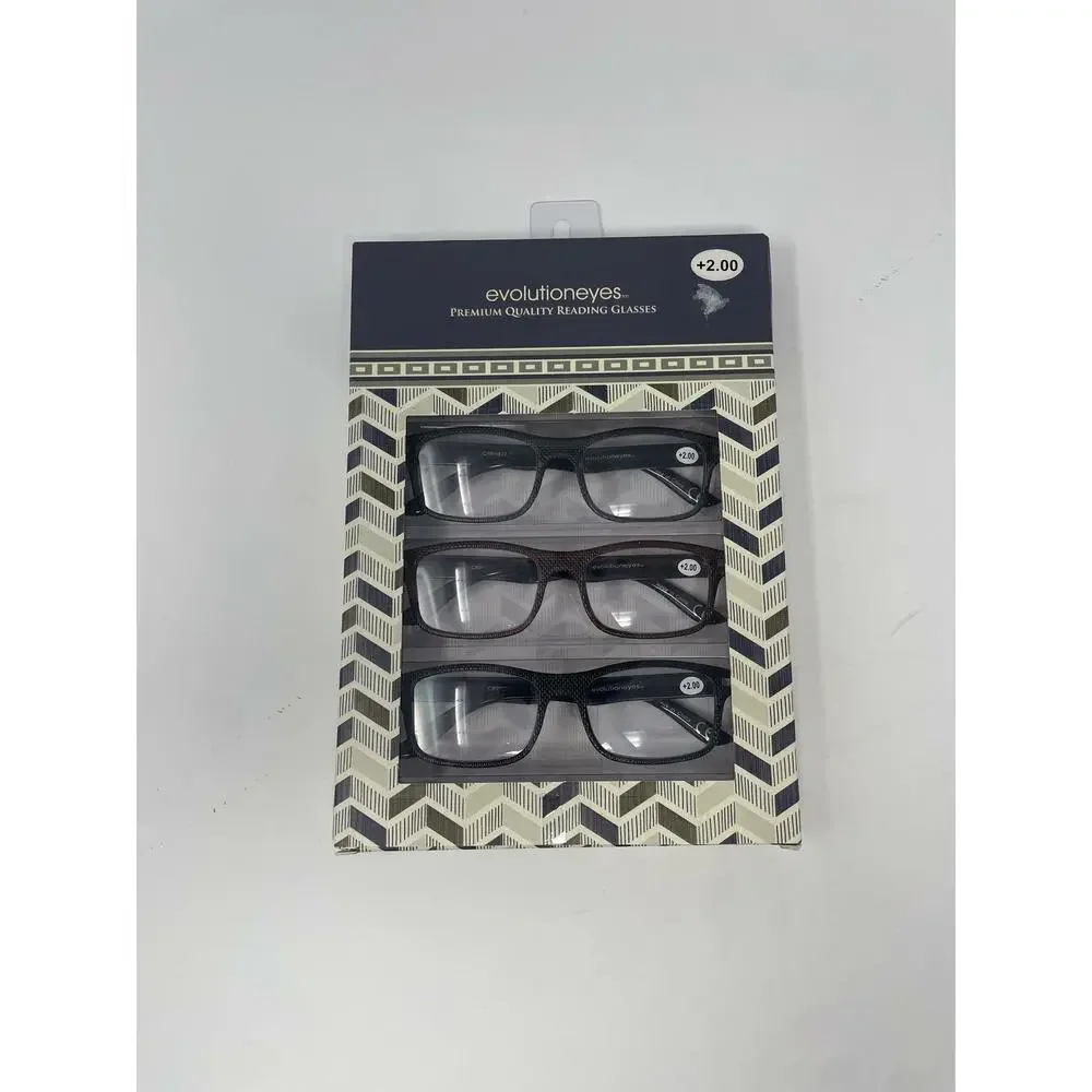 Evolution Eyes Textured Set of 3 Pairs of Reading Glasses +2.00 Strength