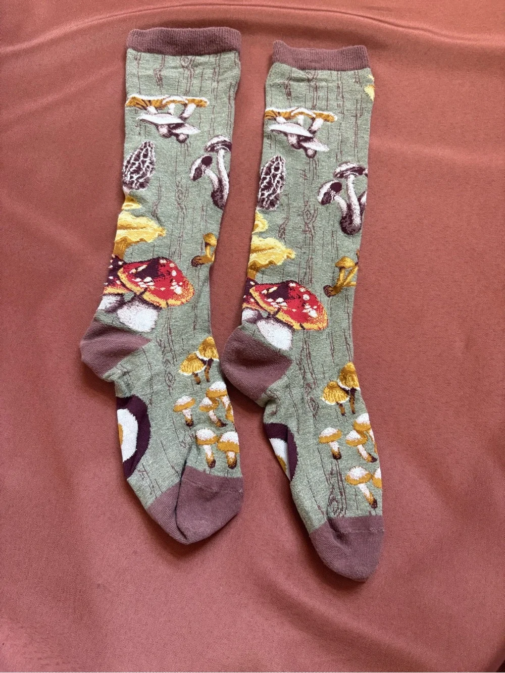 Adult Mushroom Print unisex Socks - Green
