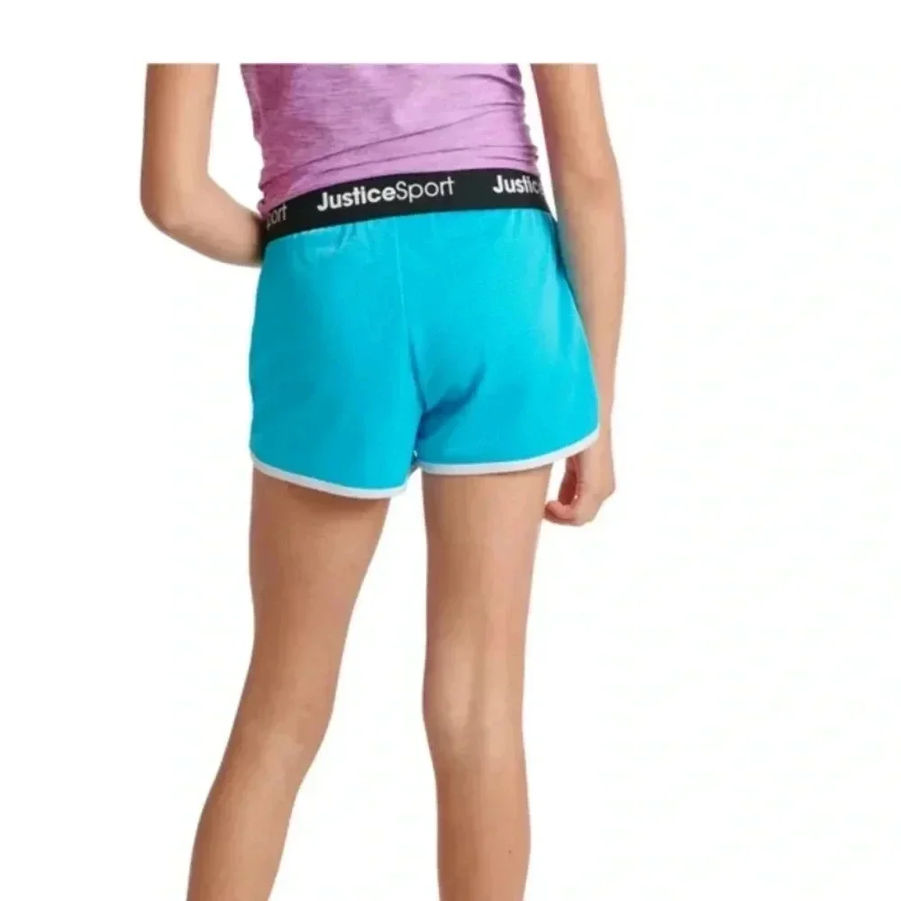 Justice Girls Core Solid Mesh Shorts Blue/Black Elastic Waist size Small (7/8)