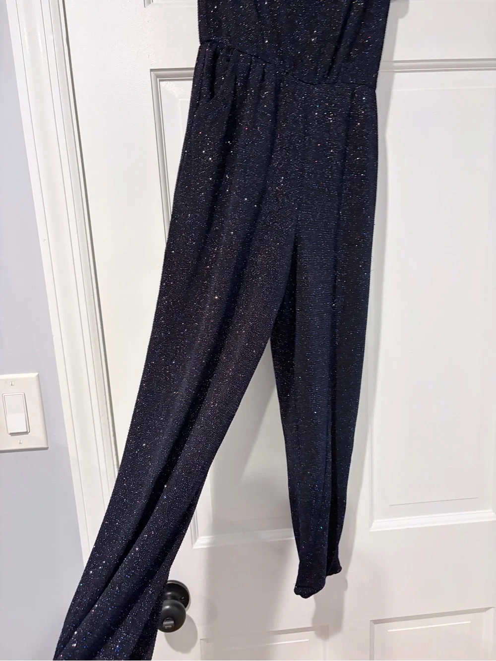 Justice Girls Sparkle Navy Blue Jumpsuit with Ruffle Neck