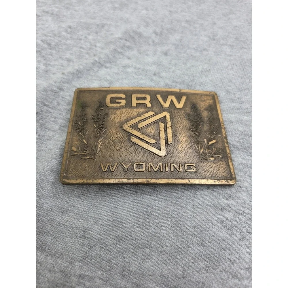 Vintage GRW Wyoming Labor Agriculture Bronze Belt Buckle