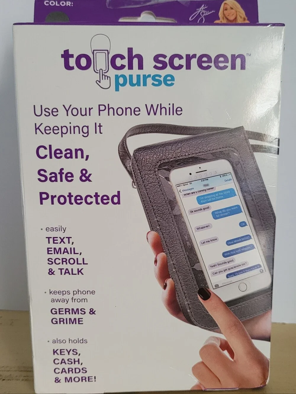 Touch Screen Crossbody Purse - Gray with Clear Window RFID Protected
