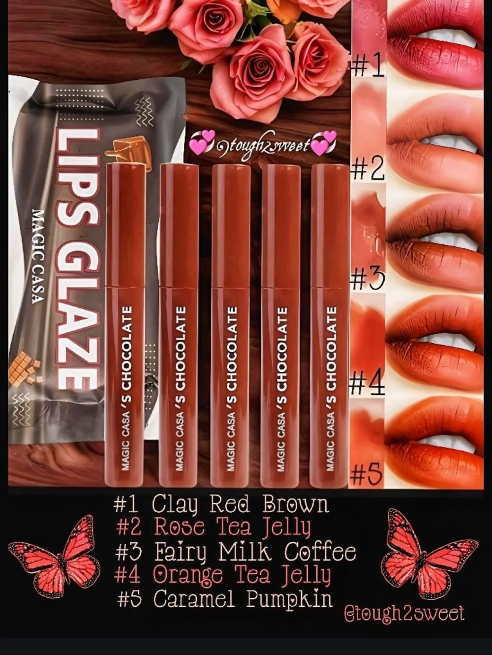 🆕TEMPTATION KISS LAVA CHOCOLATE MATTE LIP GLAZE/GLOSS SET