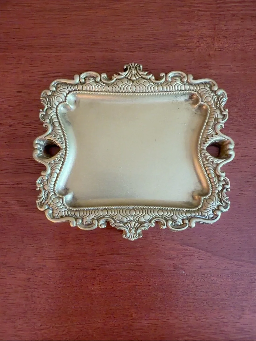 Vintage Gold Ornate Ring Dish Jewelry Tray Vanity Trinket Catchall 5