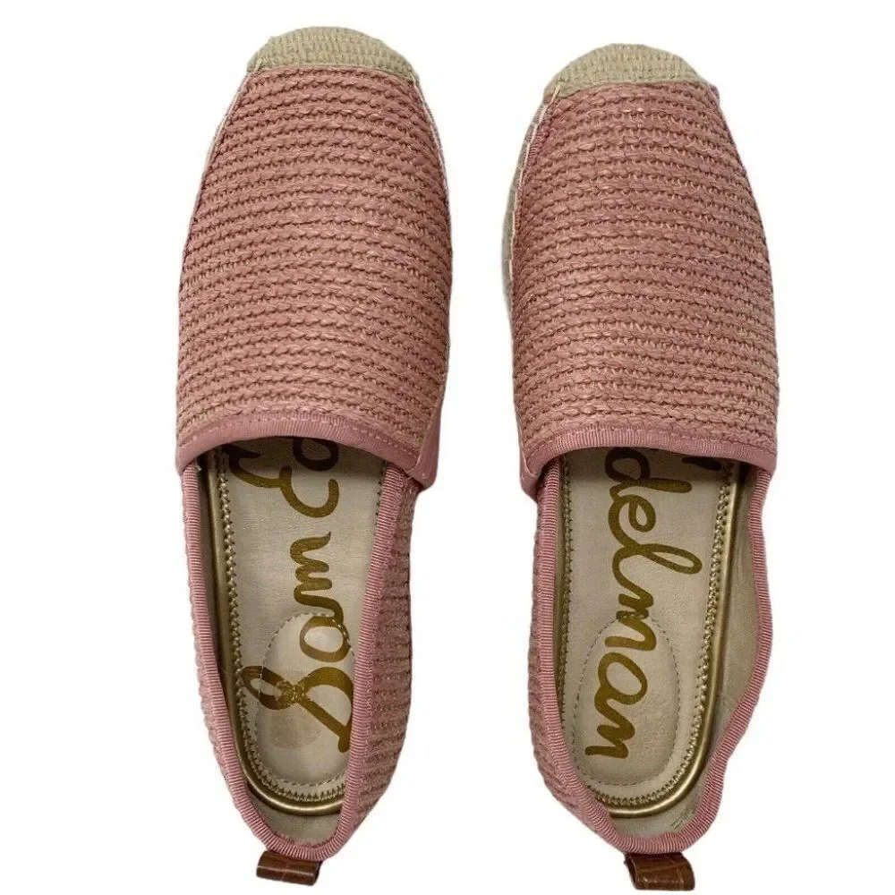 Sam Edelman‎ Espadrille Flats Slip-On Khloe Loafers Knit Pink Gold