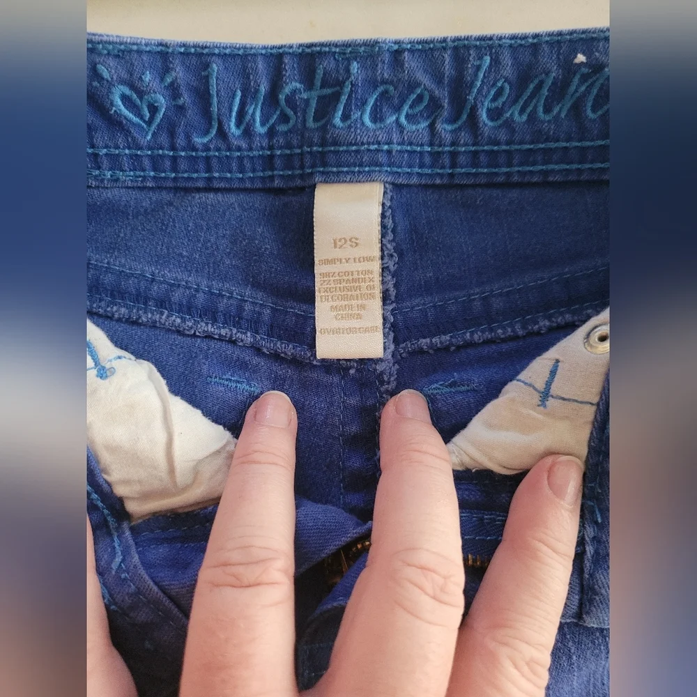 Justice NWOT Premium Stretchy Straight Leg Blue Denim Jeans Size 12 Slim Girls
