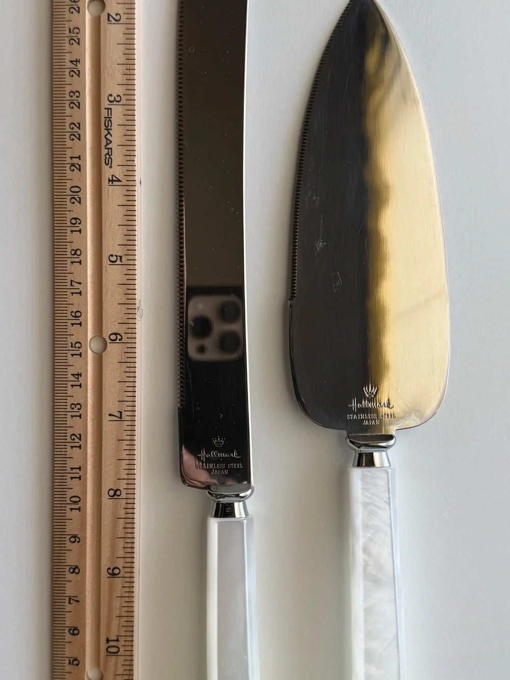 Hallmark White Pearl-Effect Cake Knife and Server Set