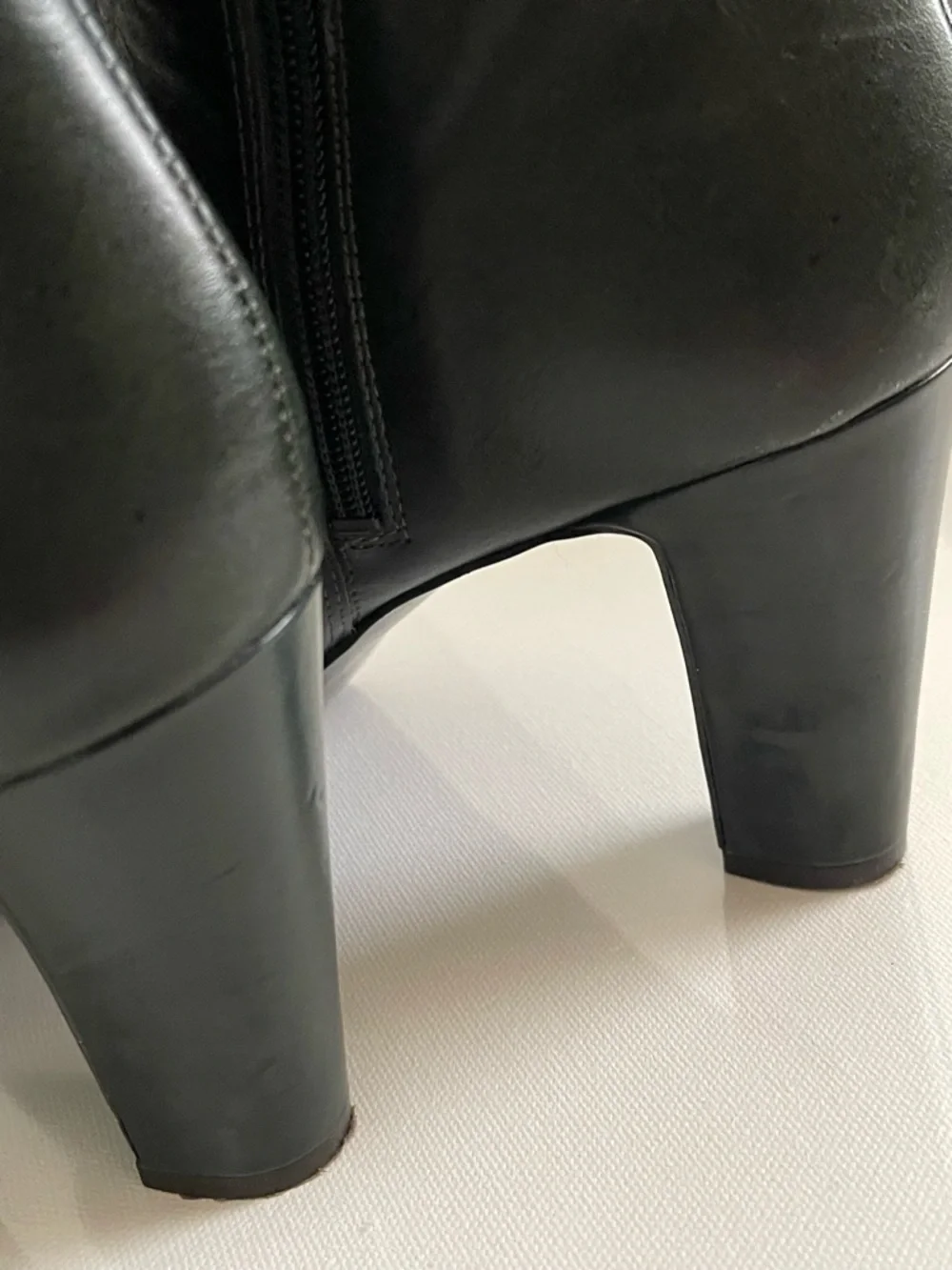 Nine West Tall Leather Boots Dark Green Sz 9.5M EUC Boho Fall Festival